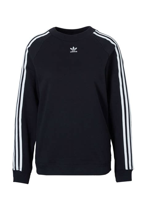 adidas trui zwart met witte strepene